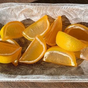 10 Faux Lemon Citrus Fruit Wedges Farmhouse Tiered Tray Kitchen Decorations